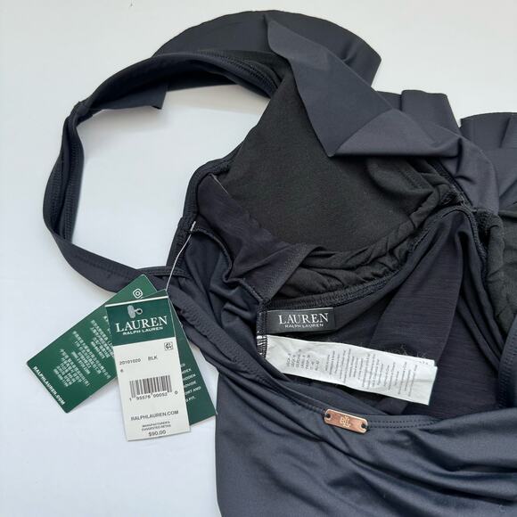 Lauren Ralph Lauren Black Beach Club Solid Ruffle Tankini Top Women’s Small NWT - Picture 7 of 8